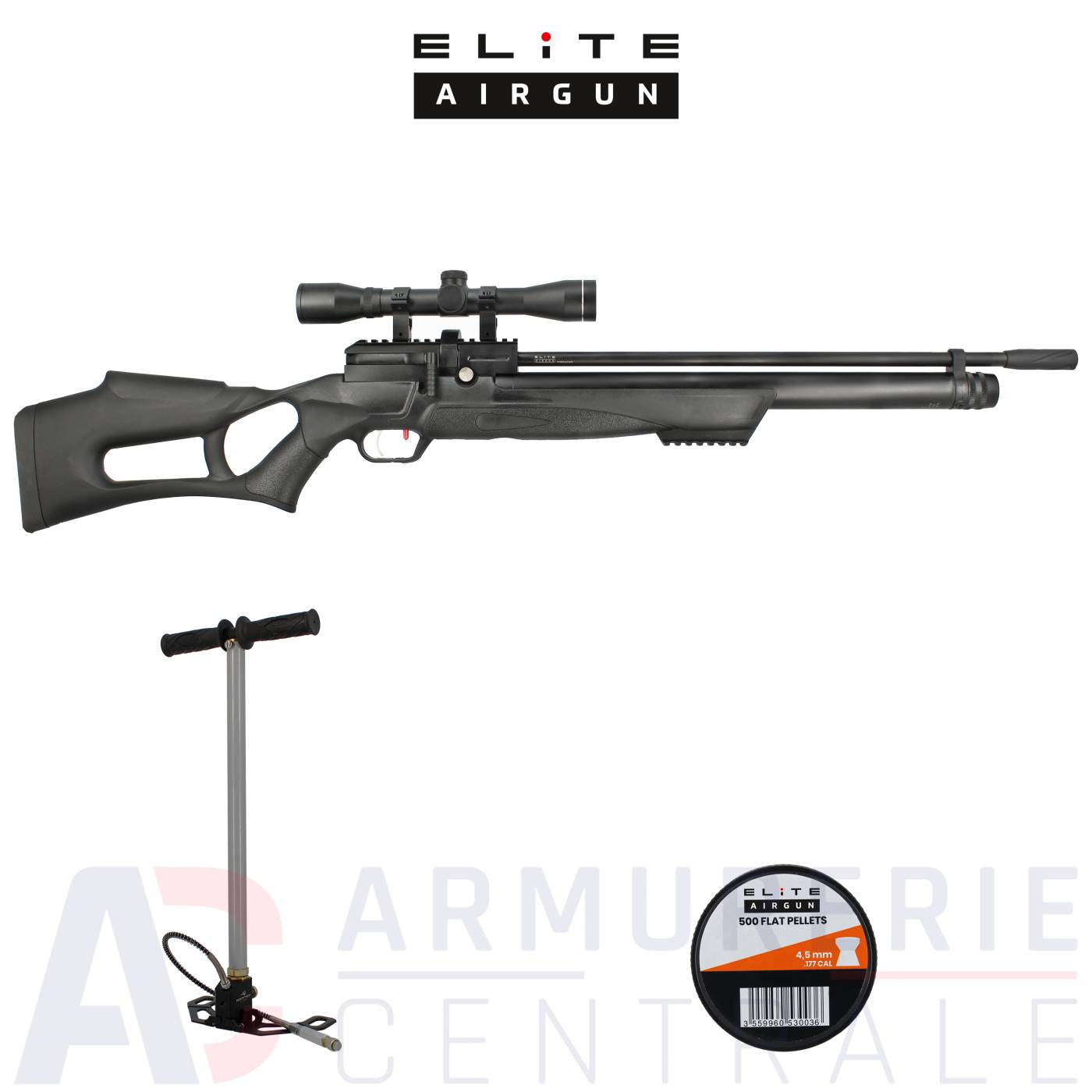 Carabine à plomb PCP Elite Airgun Predator + Pompe - 4.5 mm (19.9 J) Carabine à plomb PCP Elite Airgun Predator + Pompe - 4.5 mm (19.9 J)