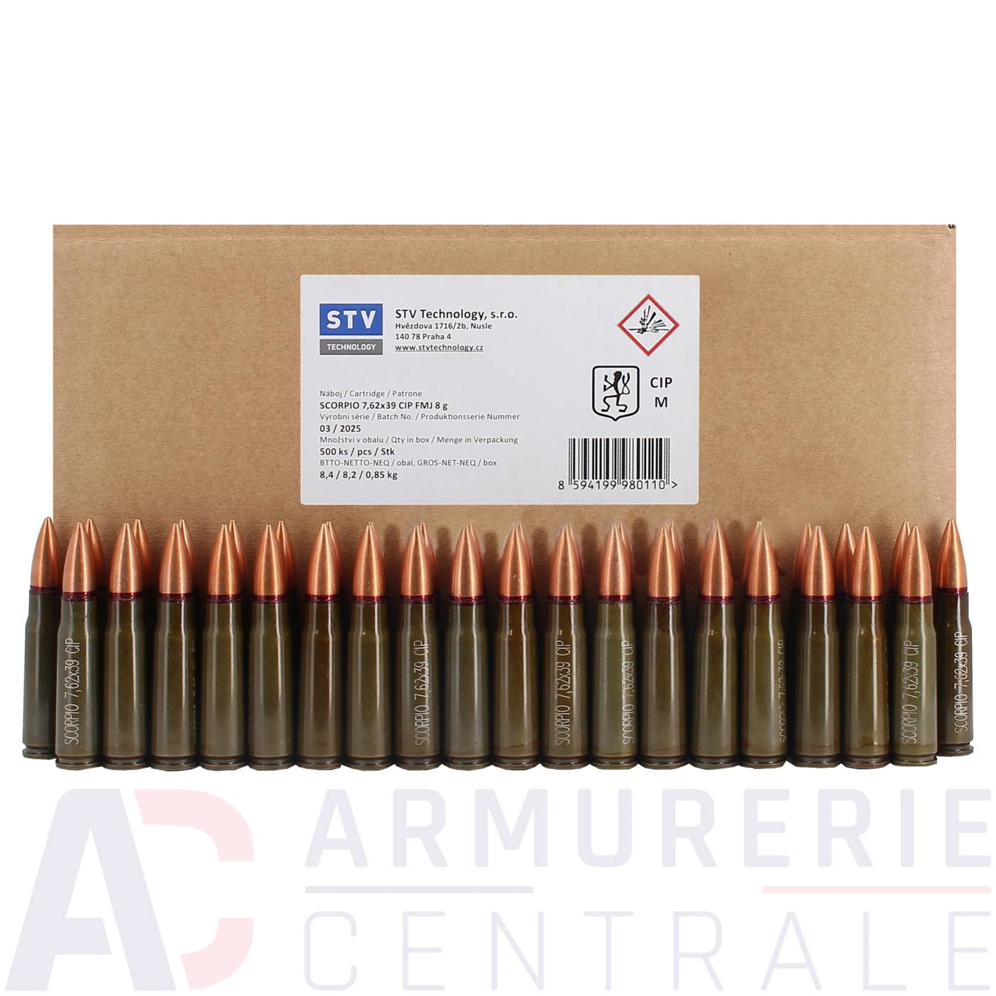 500 munitions STV Scorpio 124 grains - 7.62X39 CIP 500 munitions STV Scorpio 124 grains - 7.62X39 CIP