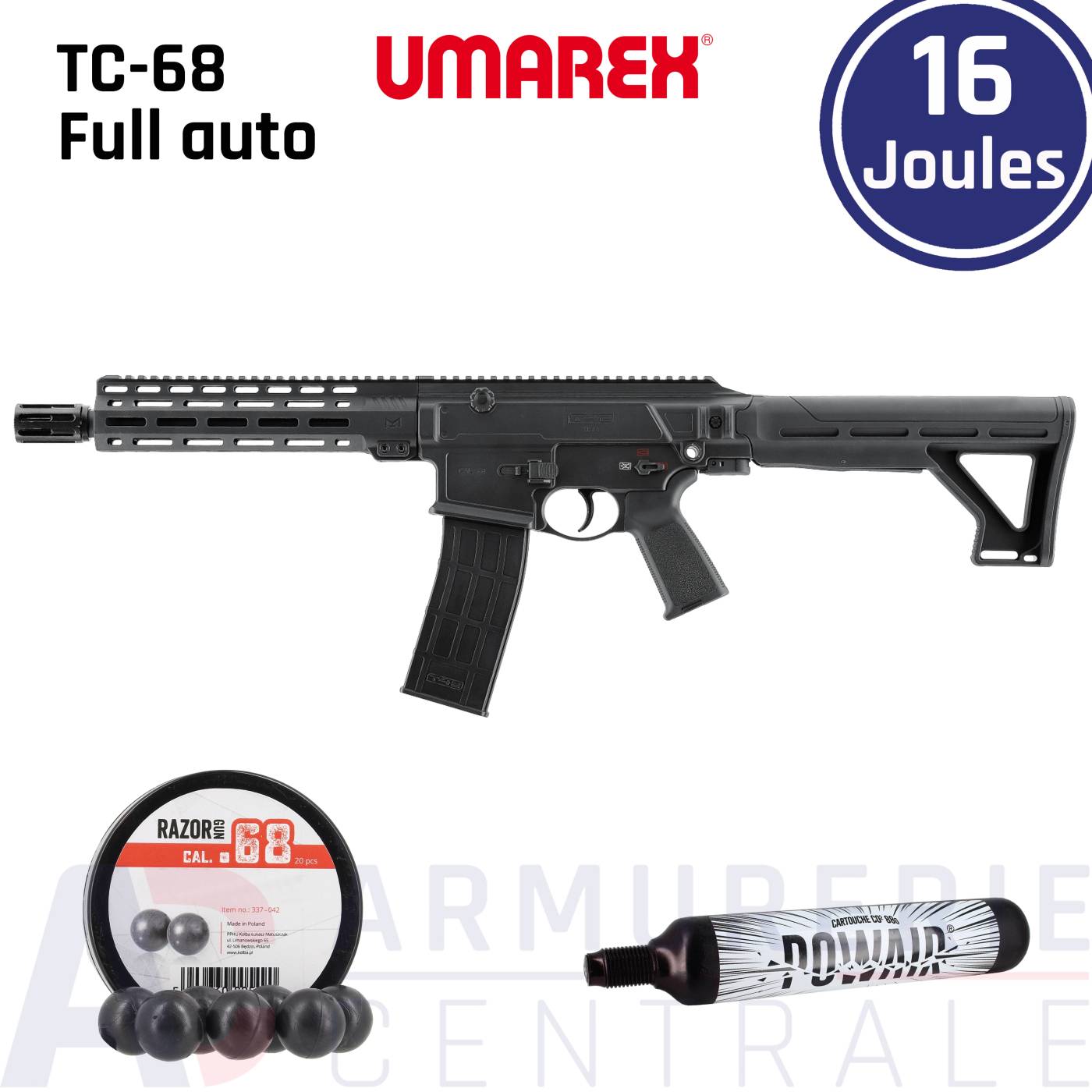 Carabine de d&eacute;fense Full Auto Umarex T4E TC68 (16 Joules)