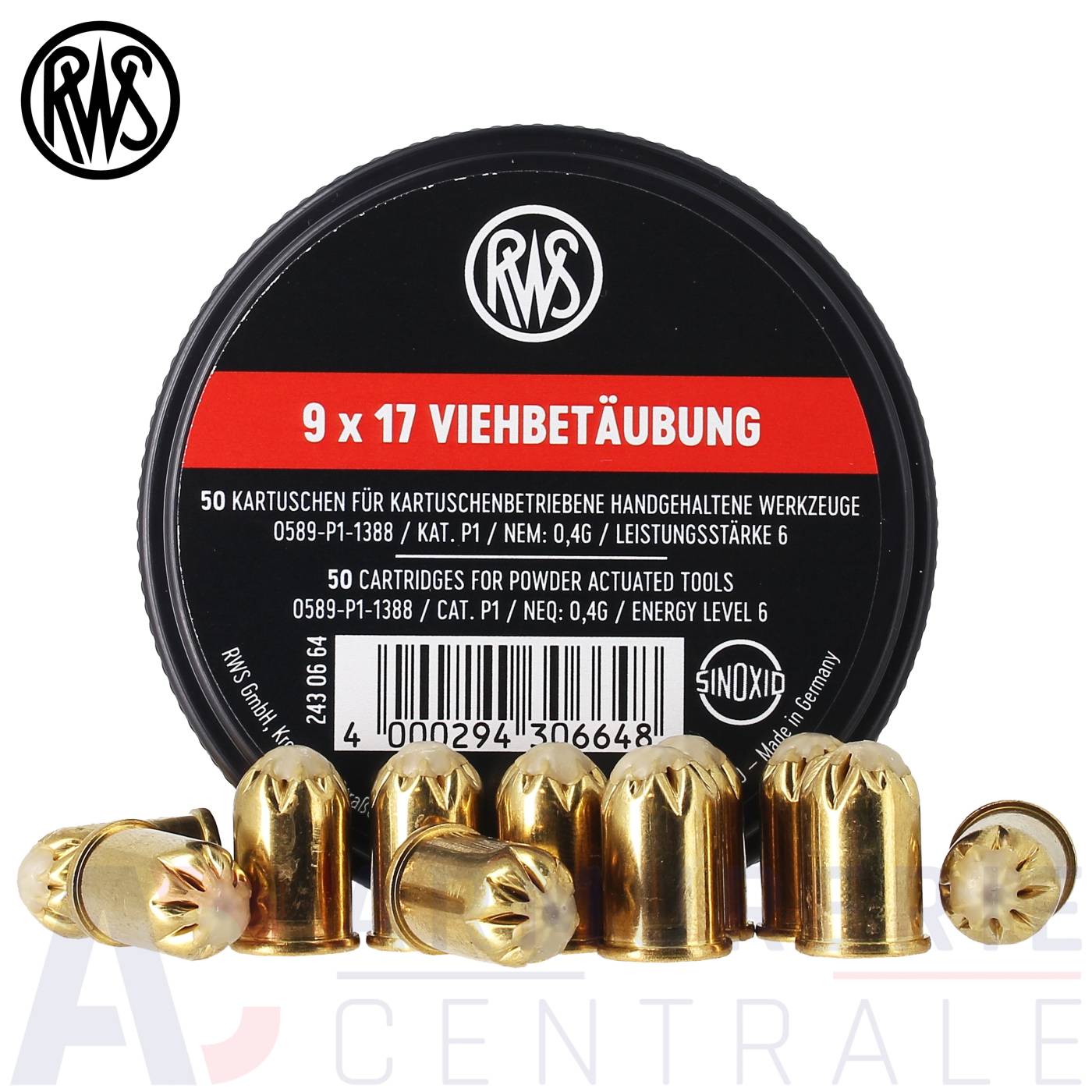 50 munitions d'abattage RWS Rouge - 9x17 mm