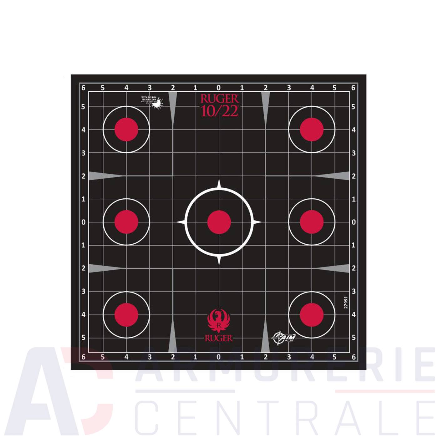5 cibles r&eacute;actives adh&eacute;sives Ruger Splash 10/22