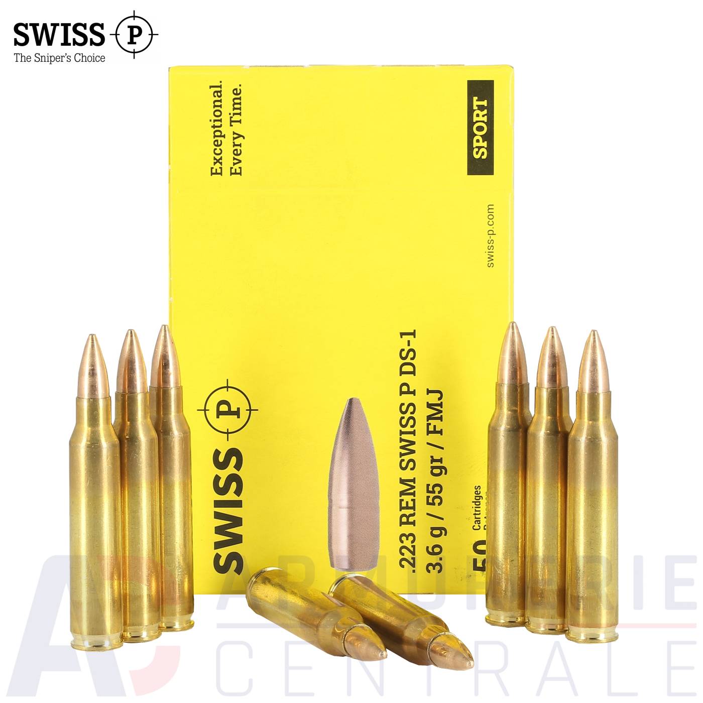 50 cartouches Swiss-P Sport DS-1 FMJ - 223 Remington (55 gr) 50 cartouches Swiss-P Sport DS-1 FMJ - 223 Remington (55 gr)