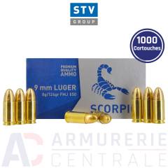 1000 Cartouches STV Scorpio 9mm LUGER 124 gr FMJ