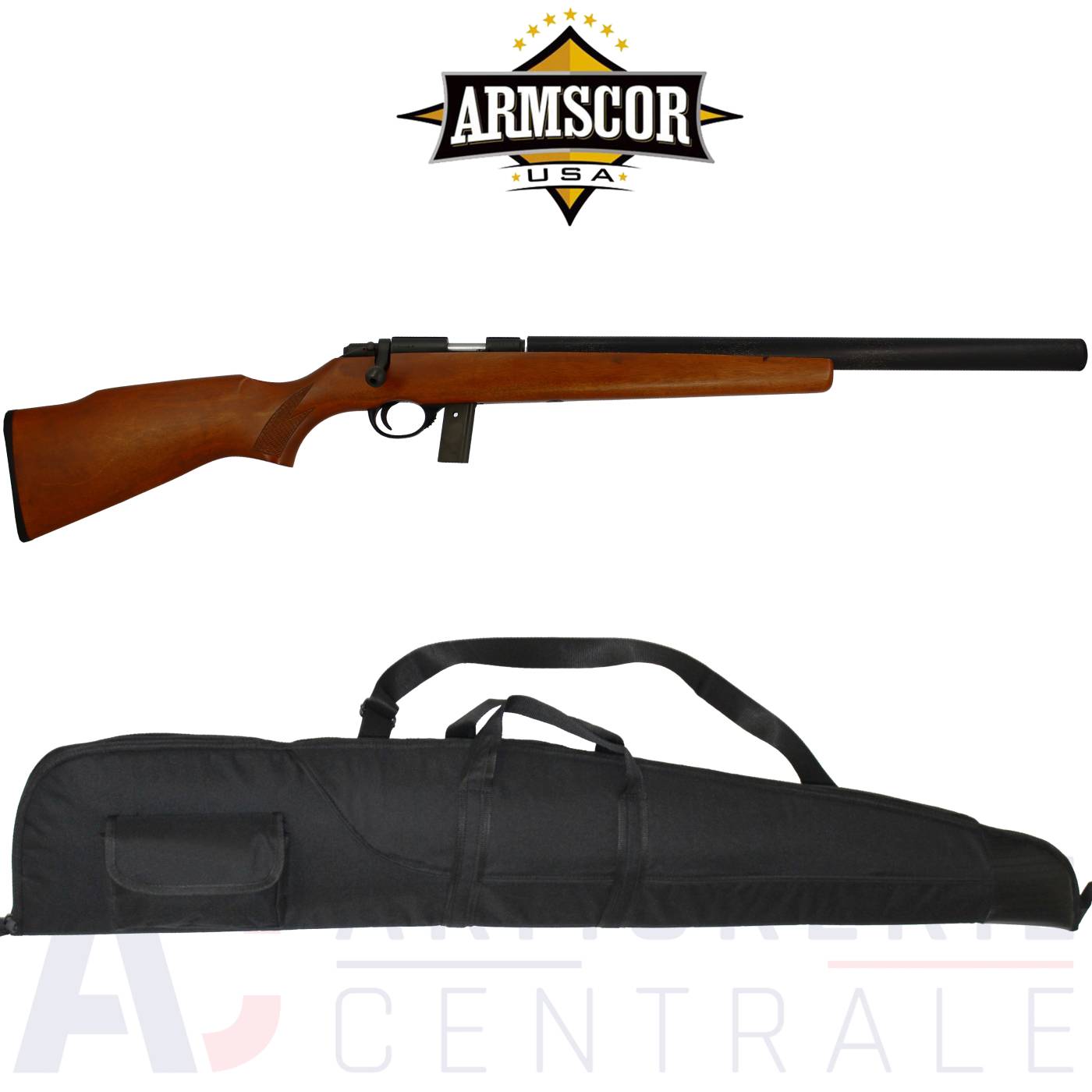 Pack Armscor M1400TM canon silencieux crosse bois - 22LR Pack Armscor M1400TM canon silencieux crosse bois - 22LR