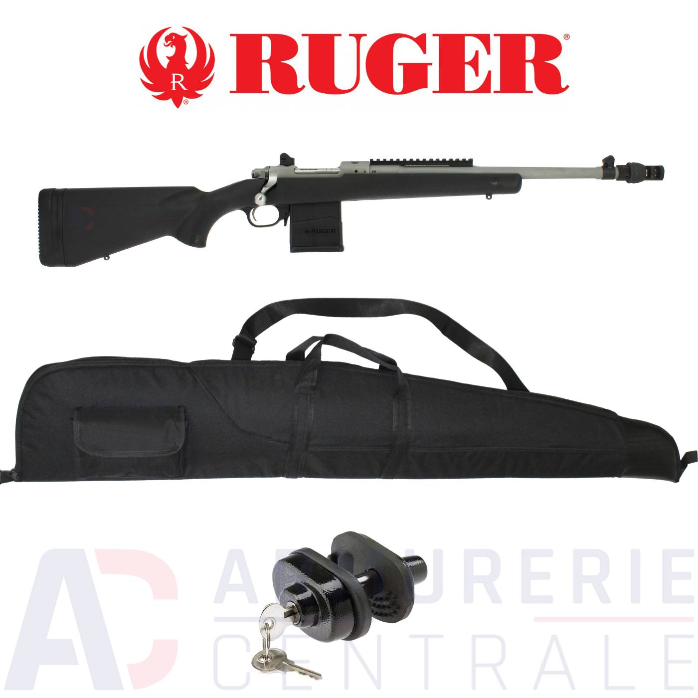 Carabine Ruger Gunsite Scout synth&eacute;tique canon inox  308 Win