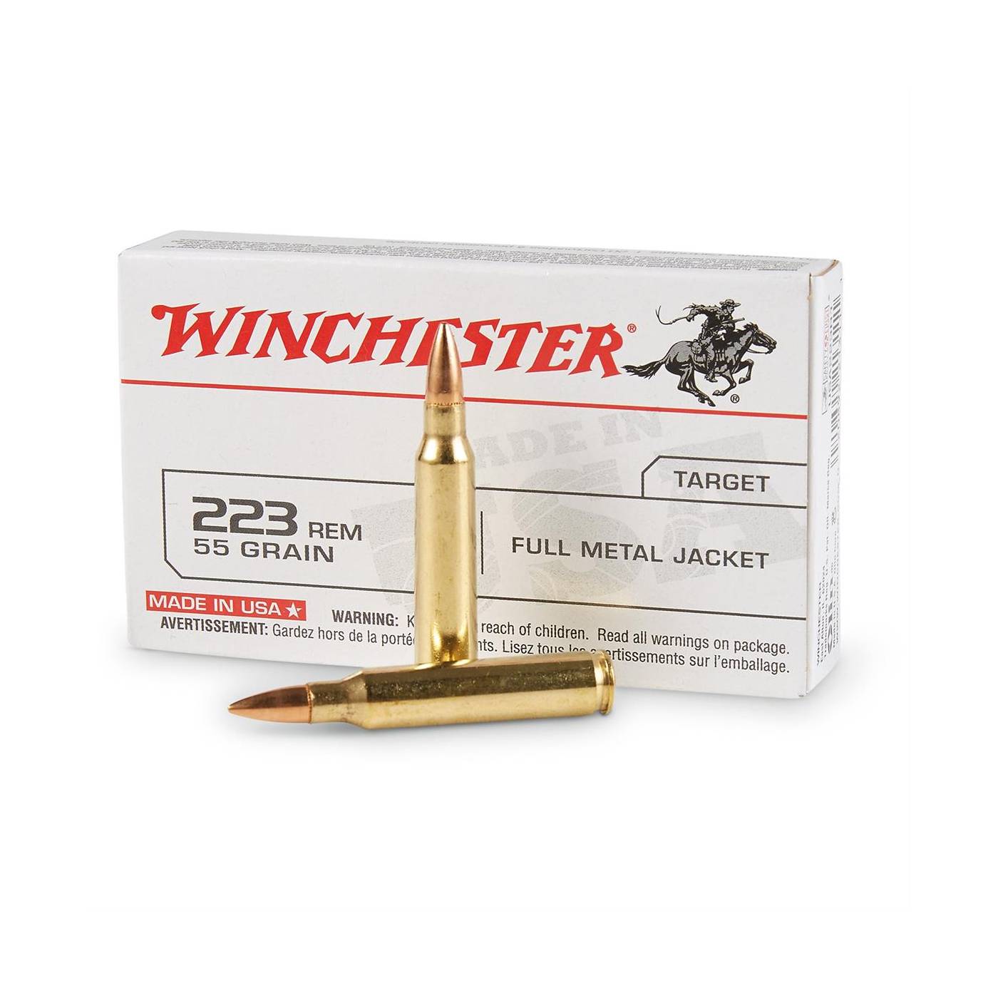 20 munitions Winchester FMJ - 223 Remington (55 gr)
