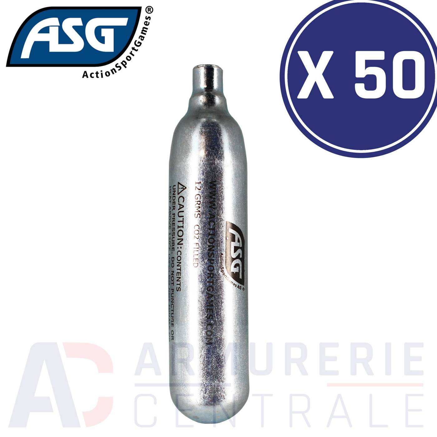 Lot de 50 cartouches CO2 ASG 12g Lot de 50 cartouches CO2 ASG 12g