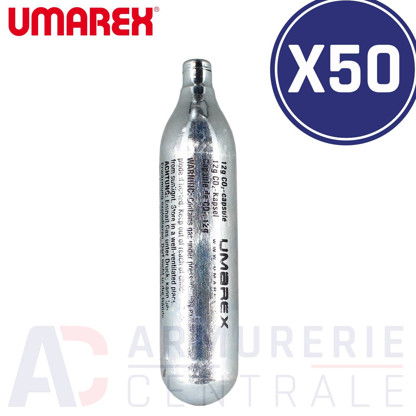Lot de 50 cartouches Umarex CO2 12g Lot de 50 cartouches Umarex CO2 12g