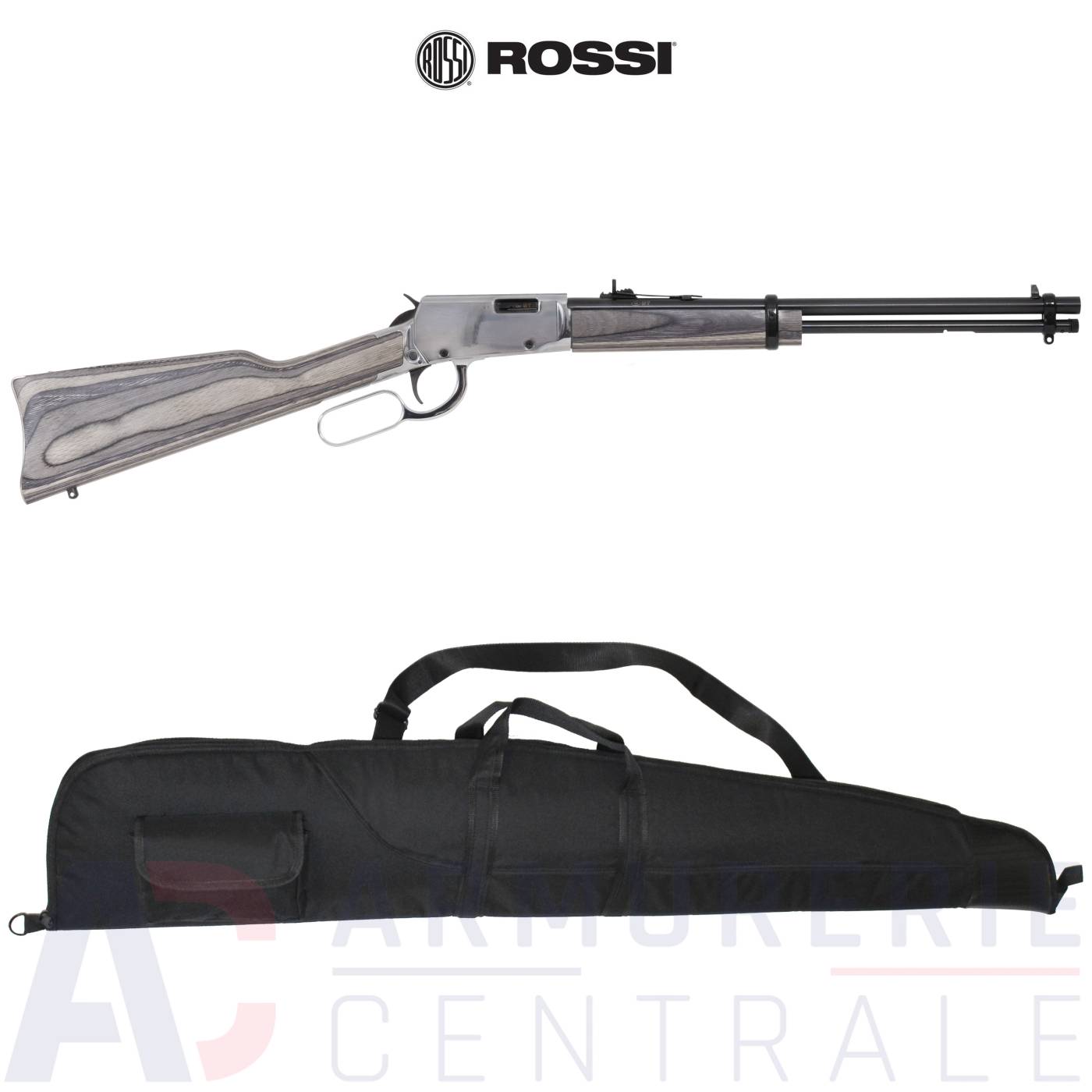 Carabine Rossi Rio Bravo Nickel Bois Laminé Gris - 22LR Carabine Rossi Rio Bravo Nickel Bois Laminé Gris - 22LR