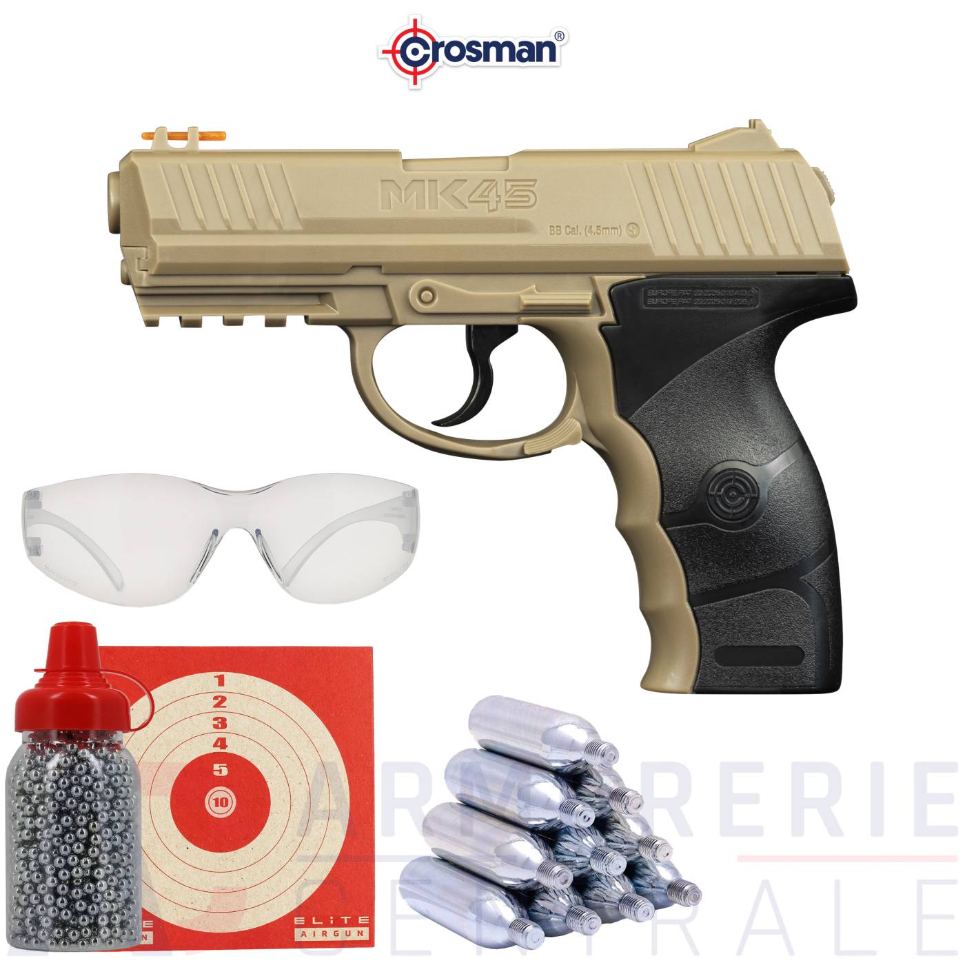 Pistolet CO2 Crosman MK45 - 4.5mm (3.5 Joules) Pistolet CO2 Crosman MK45 - 4.5mm (3.5 Joules)