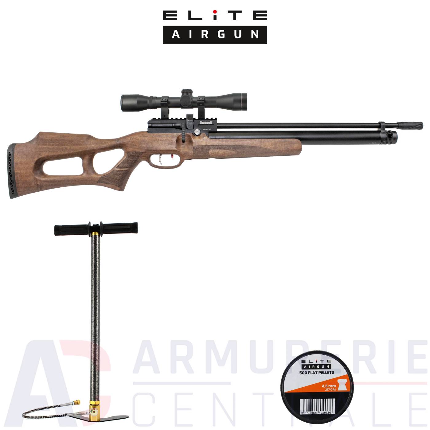 Pack Carabine PCP Elite Airgun Predator W Bois- 4.5mm (19.9 J) Pack Carabine PCP Elite Airgun Predator W Bois- 4.5mm (19.9 J)