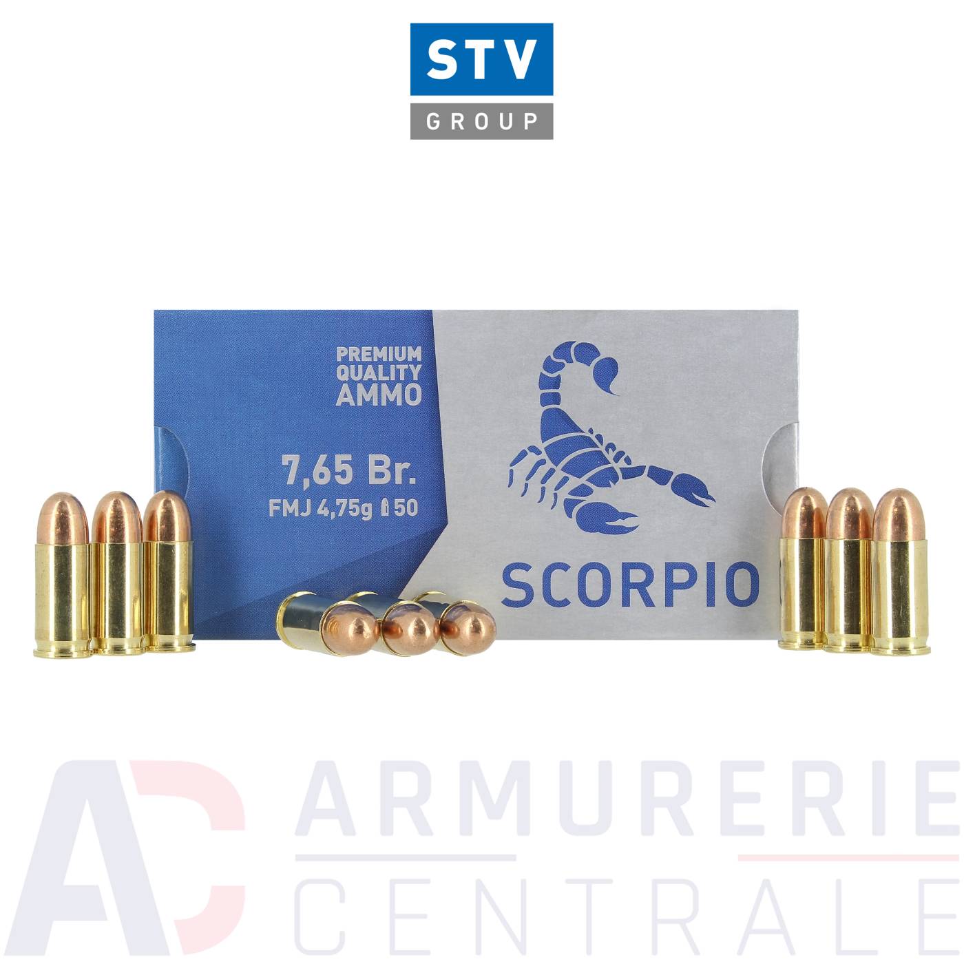 50 munitions STV Scorpio - 7.65 Browning /32 Auto 50 munitions STV Scorpio - 7.65 Browning /32 Auto