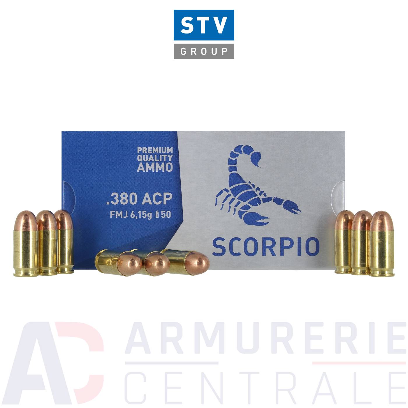 50 munitions STV Scorpio FMJ - 380 ACP (92 Gr)
