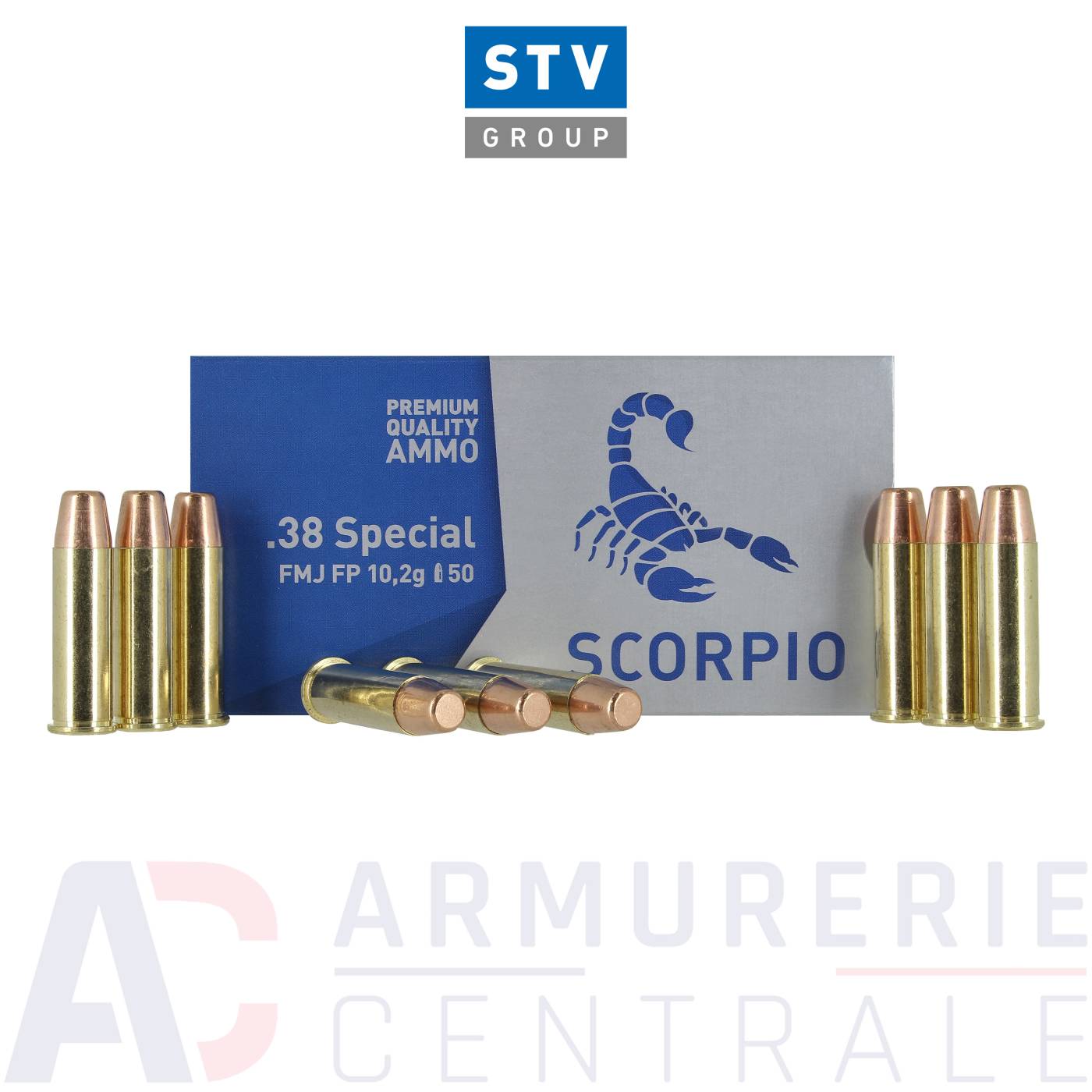 50 munitions STV Scorpio FMJ - 38 Special (158 gr)