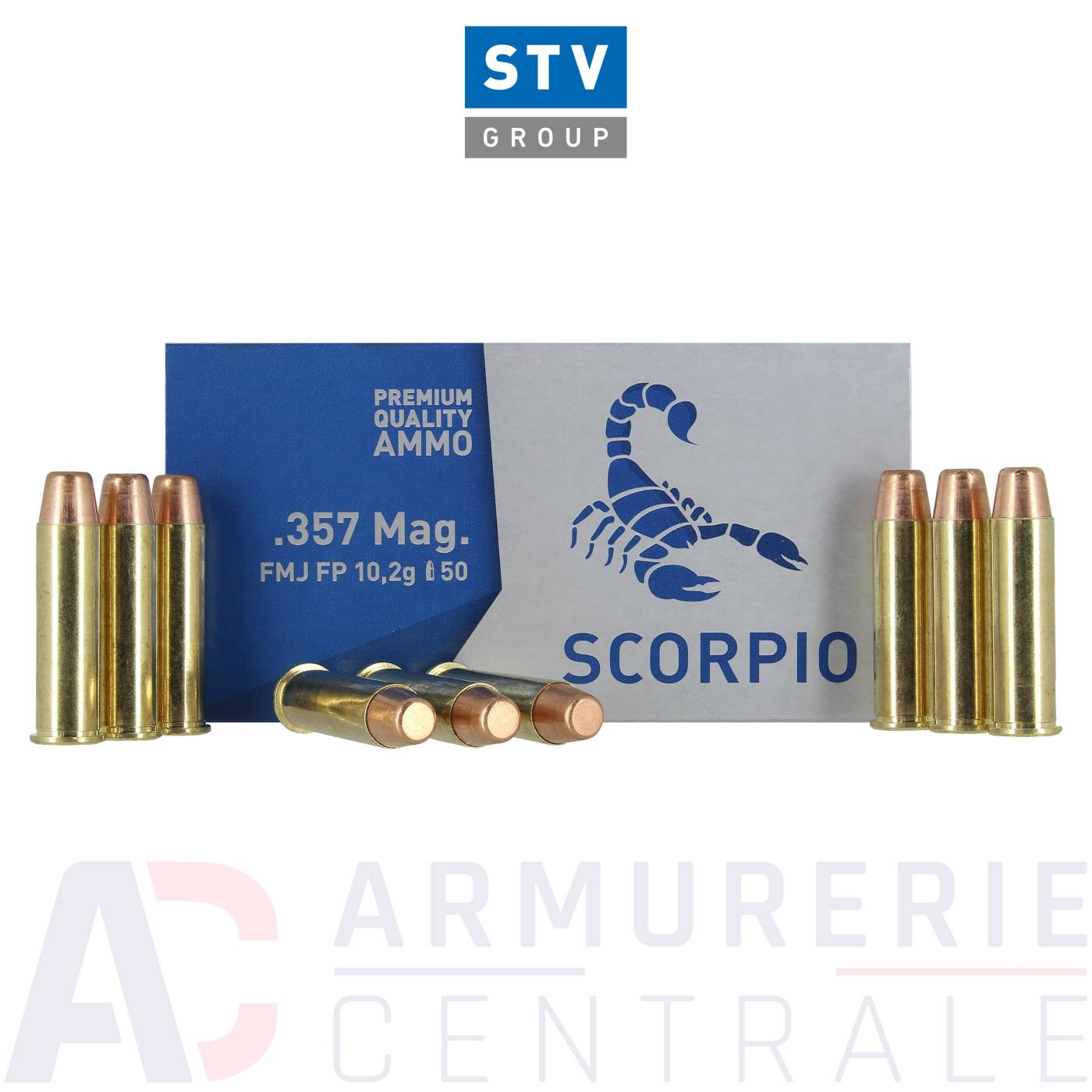 50 munitions STV Scorpio FMJ - 357 Magnum (158gr)