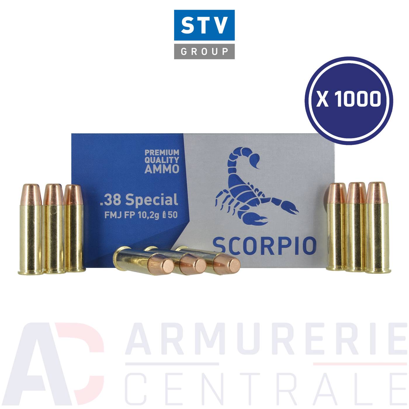 1000 munitions STV Scorpio FMJ - 38 Special (158 gr)