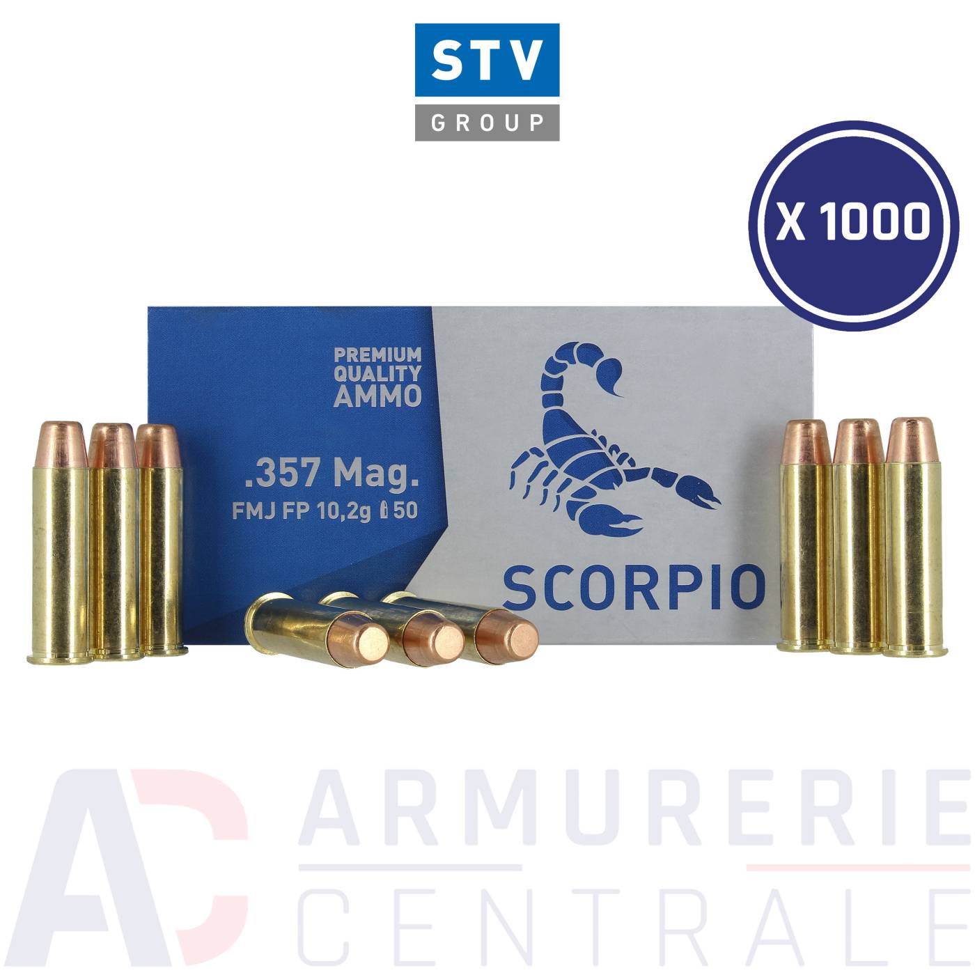 1000 munitions STV Scorpio FMJ - 357 Magnum (158gr)