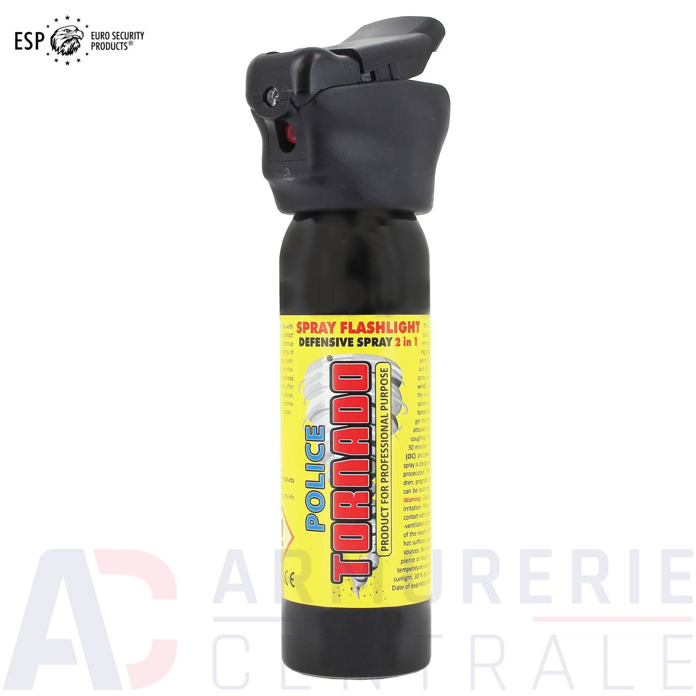 A&eacute;rosol de d&eacute;fense Police Tornado Flashlight Poivre 100ml