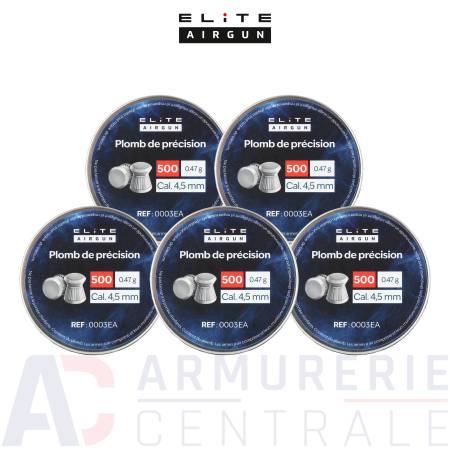 Pack 5 boites de 500 plombs plats Elite Airgun 4.5mm