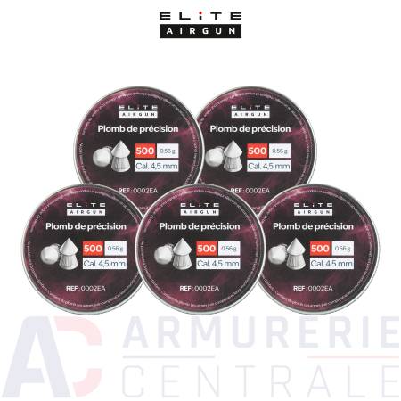 Pack 5 boites de plombs pointus Elite Airgun - 4.5mm...