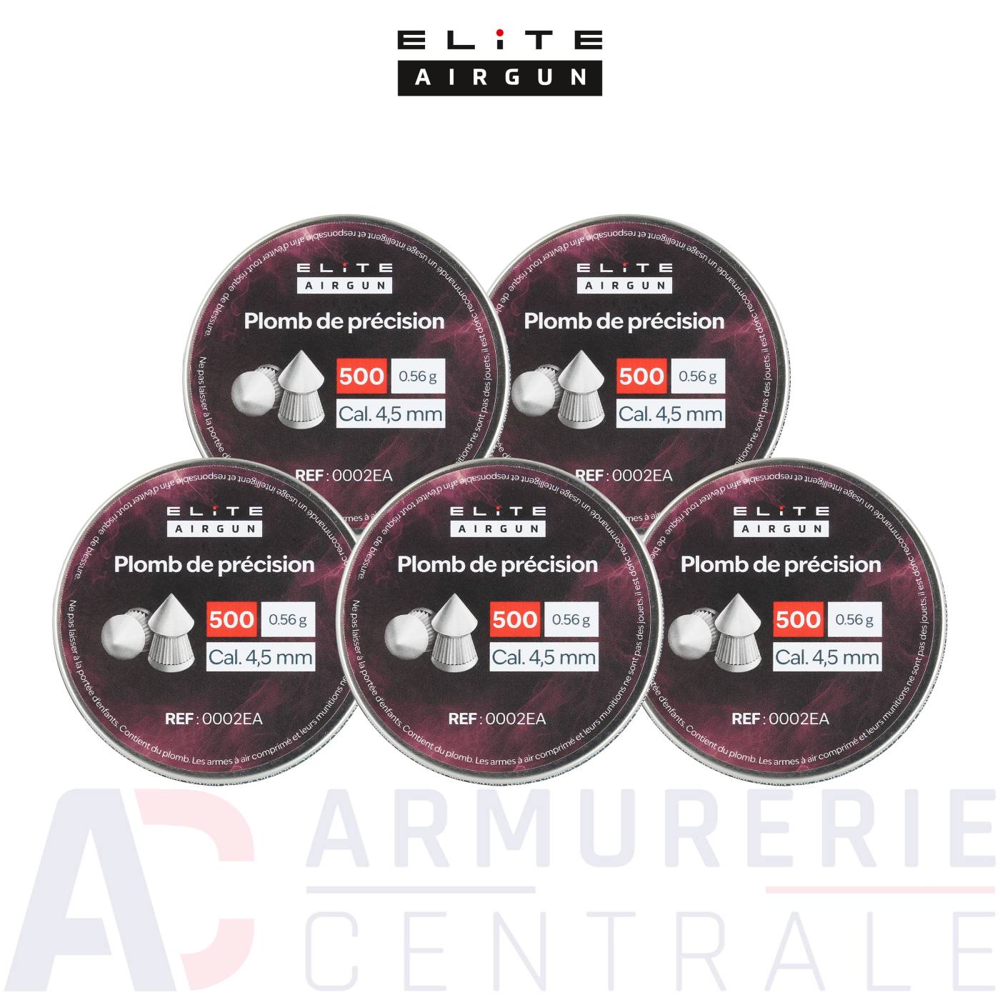Pack 5 boites de plombs pointus Elite Airgun - 4.5mm (0.56 g) Pack 5 boites de plombs pointus Elite Airgun - 4.5mm (0.56 g)