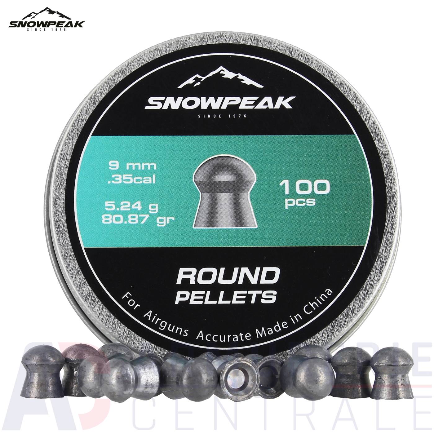 100 plombs ronds Snowpeak Round Pellets - 9mm (.35)