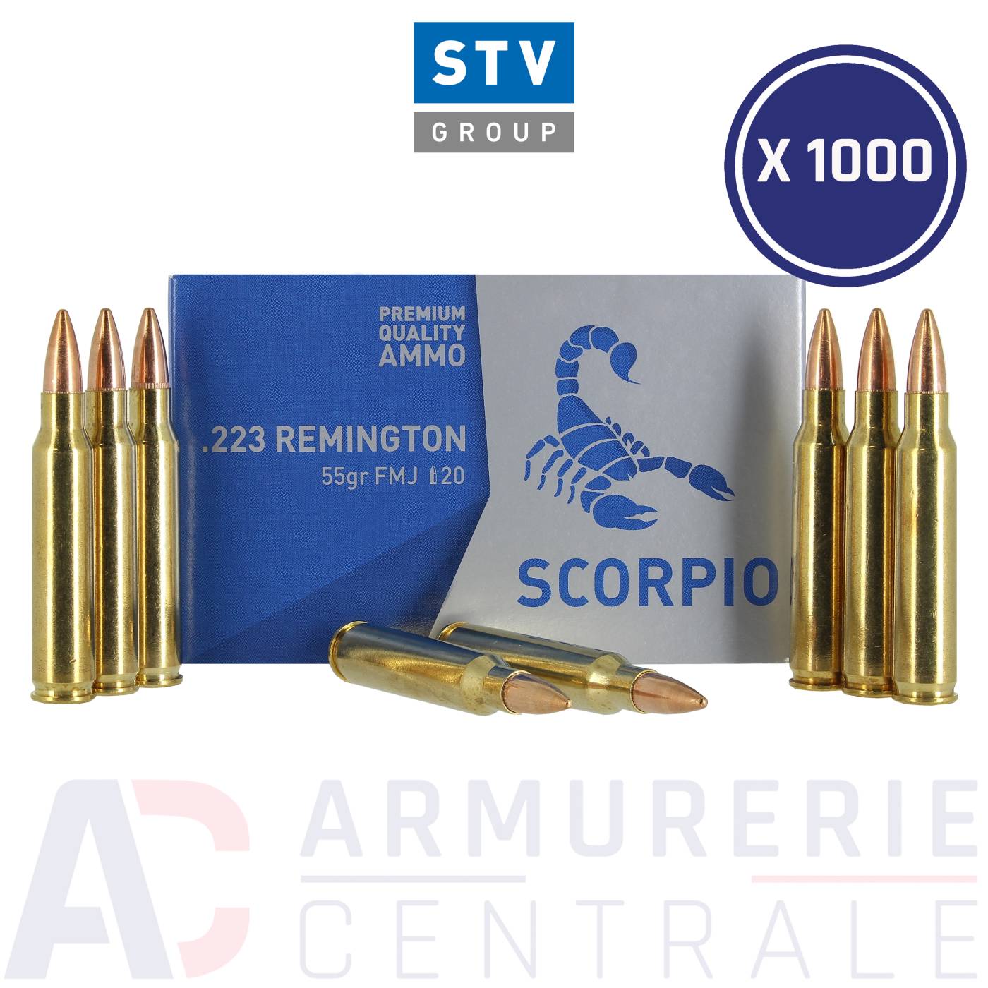 1000 munitions STV Scorpio FMJ - 223 Rem (55 gr)