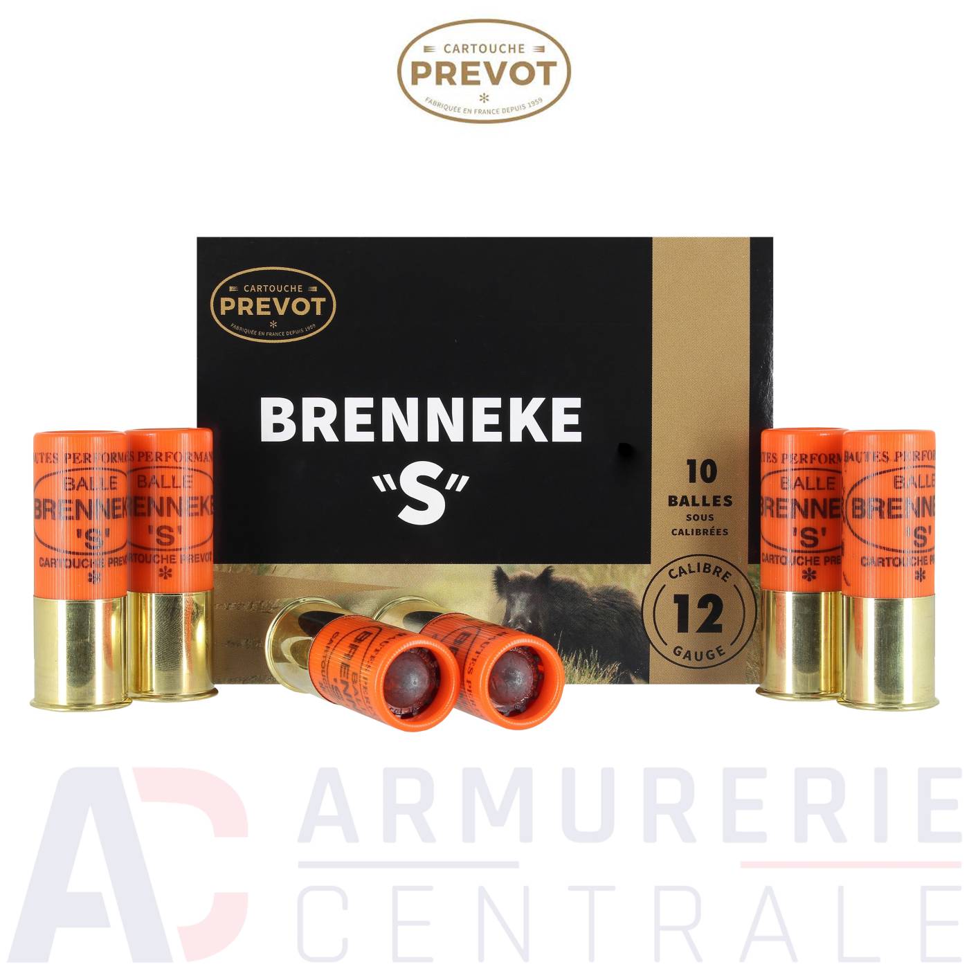 10 balles Brenneke S cartouches PREVOT - 12/70
