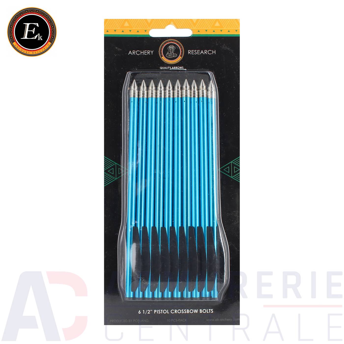 10 fl&egrave;ches d'arbal&egrave;te Ek Archery bleu 16cm