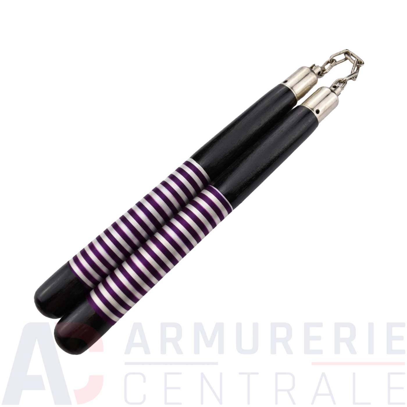 Nunchaku Bois NS6 Manche Violet et Blanc