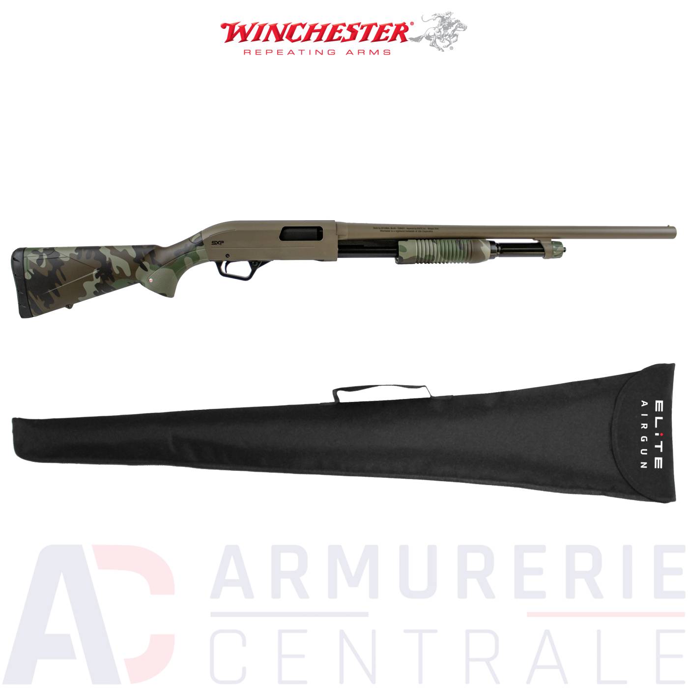 Fusil &agrave; pompe Winchester SXP Woodland Defender FDE - 12/76