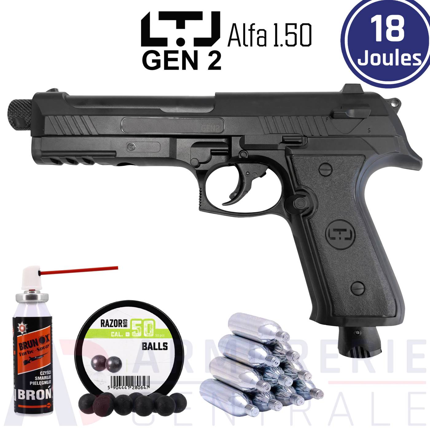 Pistolet de d&eacute;fense LTL Alfa 1.5 Gen2 - .50 (18 Joules)