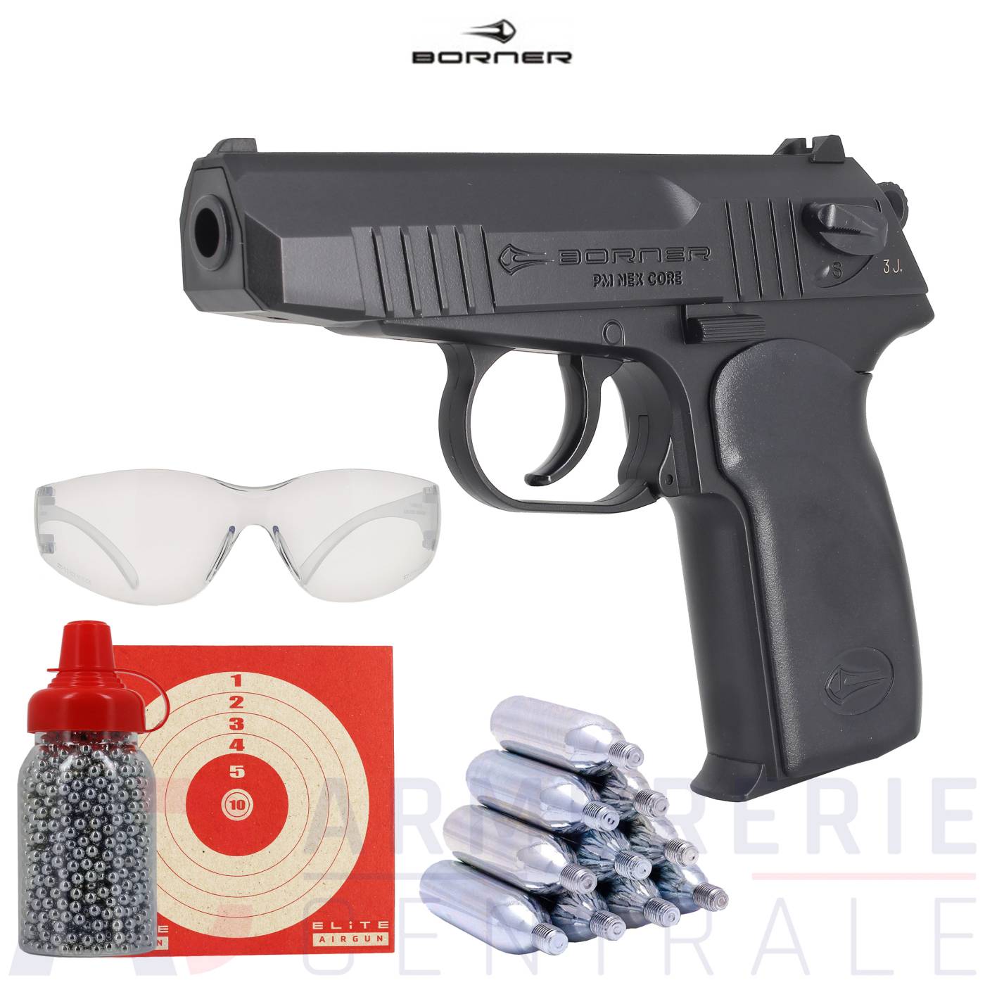 Pistolet CO2 Borner PM Nex Core - 4.5mm (3 joules) Pistolet CO2 Borner PM Nex Core - 4.5mm (3 joules)