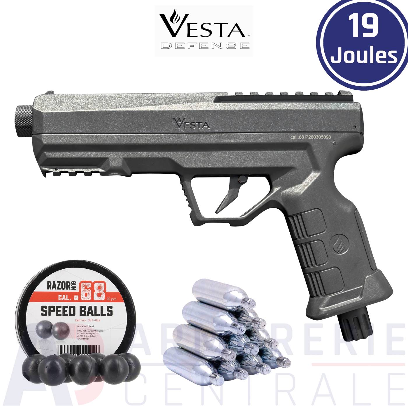Pack pistolet Vesta Guardian C68 CO2 (19 joules)