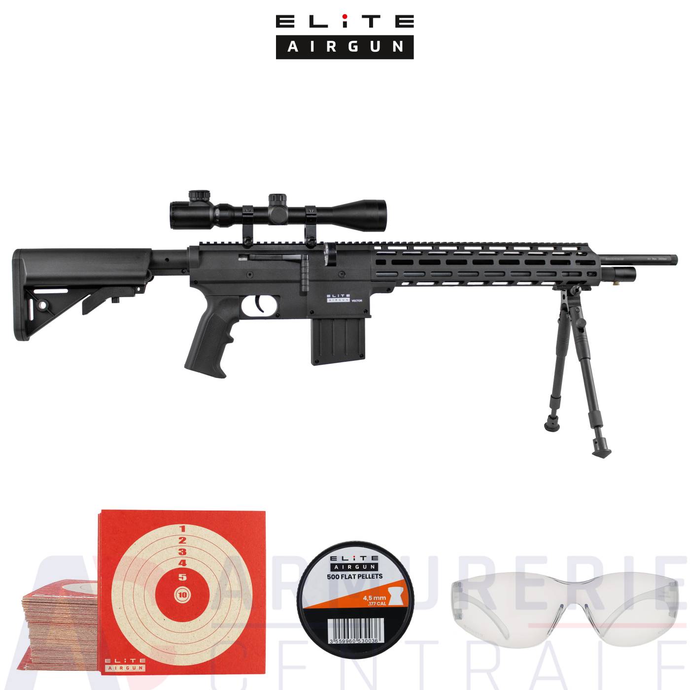 Pack carabine PCP Elite Airgun Vector - 4,5mm (19,9 joules) Pack carabine PCP Elite Airgun Vector - 4,5mm (19,9 joules)