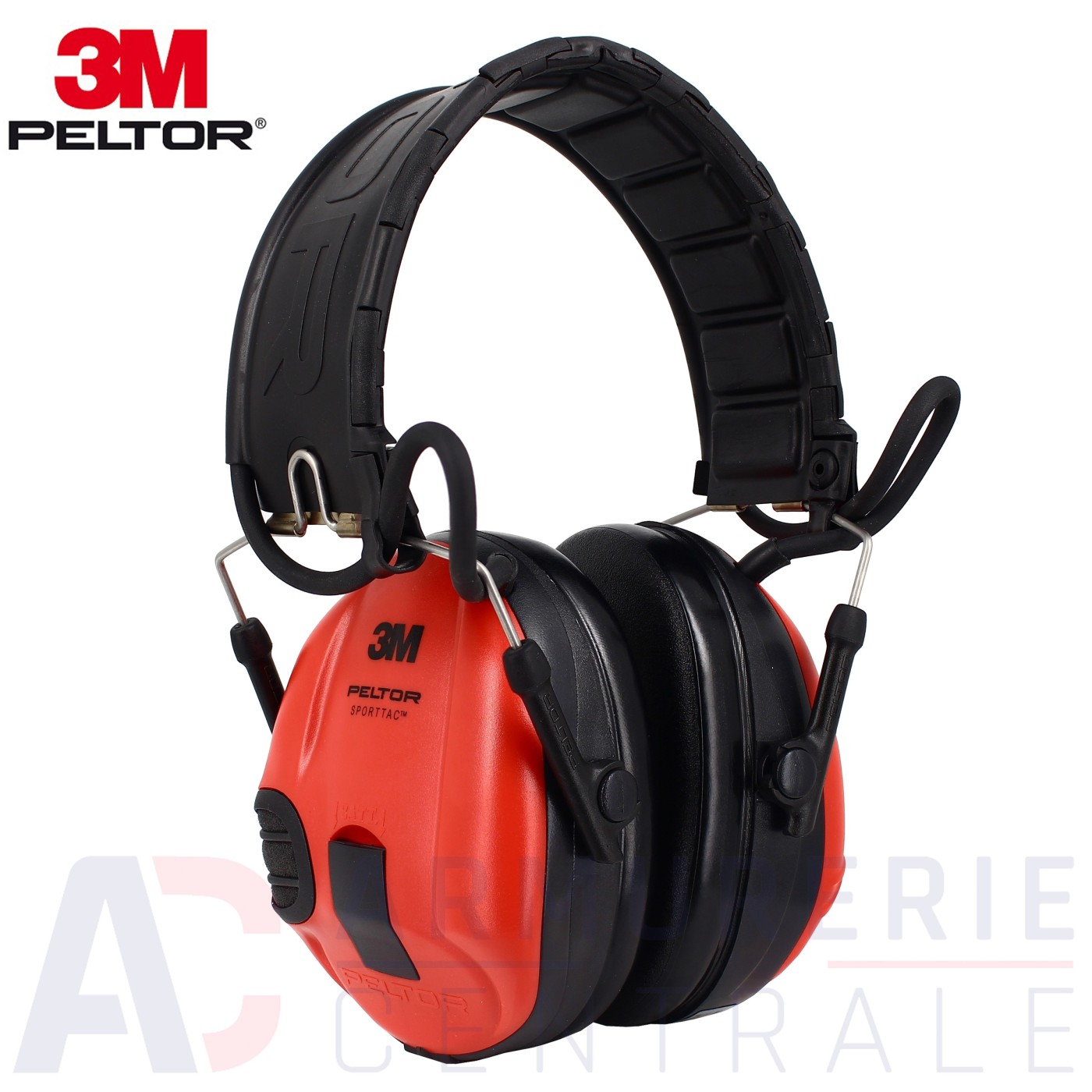 Casque 3M Peltor Sporttac rouge + coquilles noires