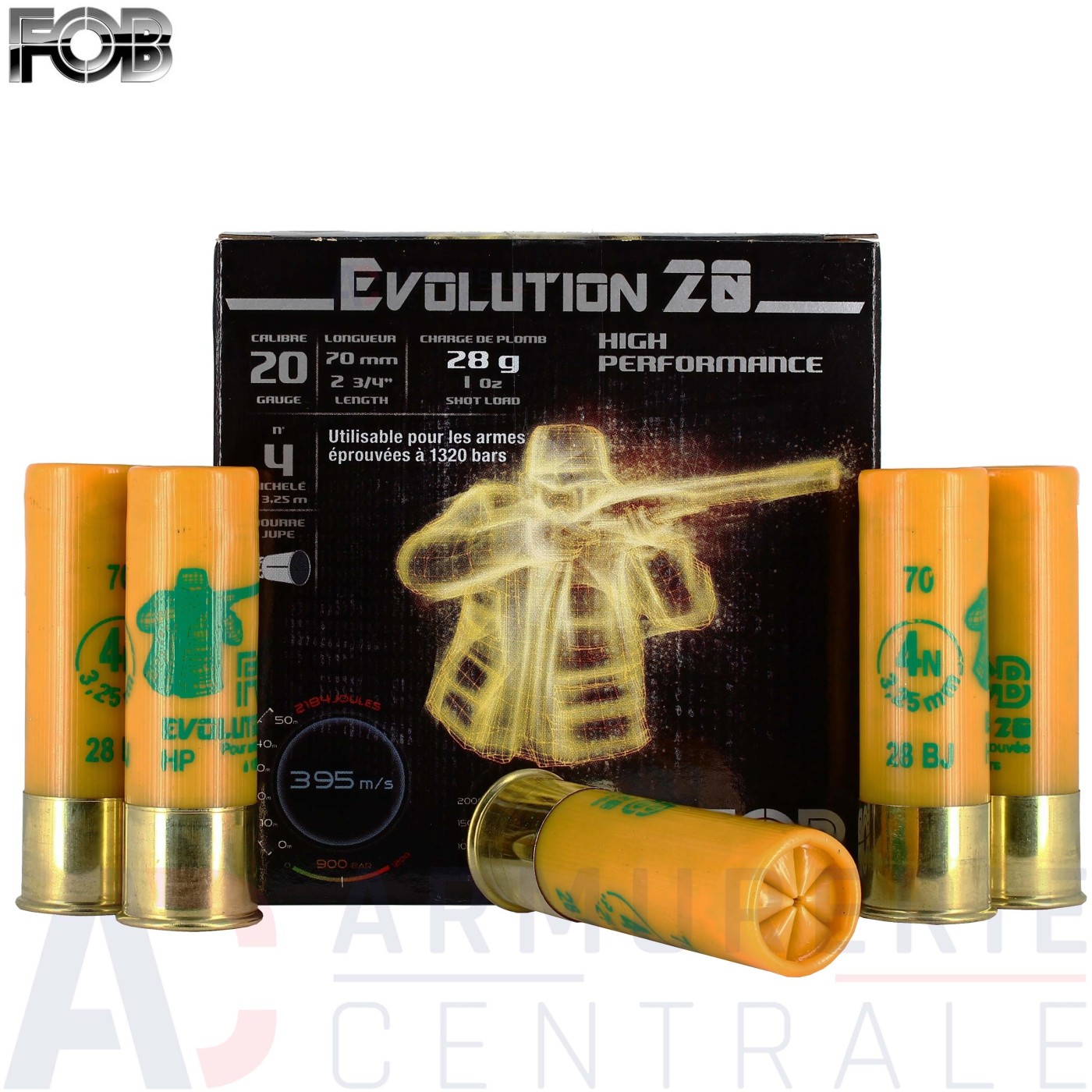 Cartouches FOB Evolution 20/70 28G plomb n°4 - n°6 Cartouches FOB Evolution 20/70 28G plomb n°4 - n°6