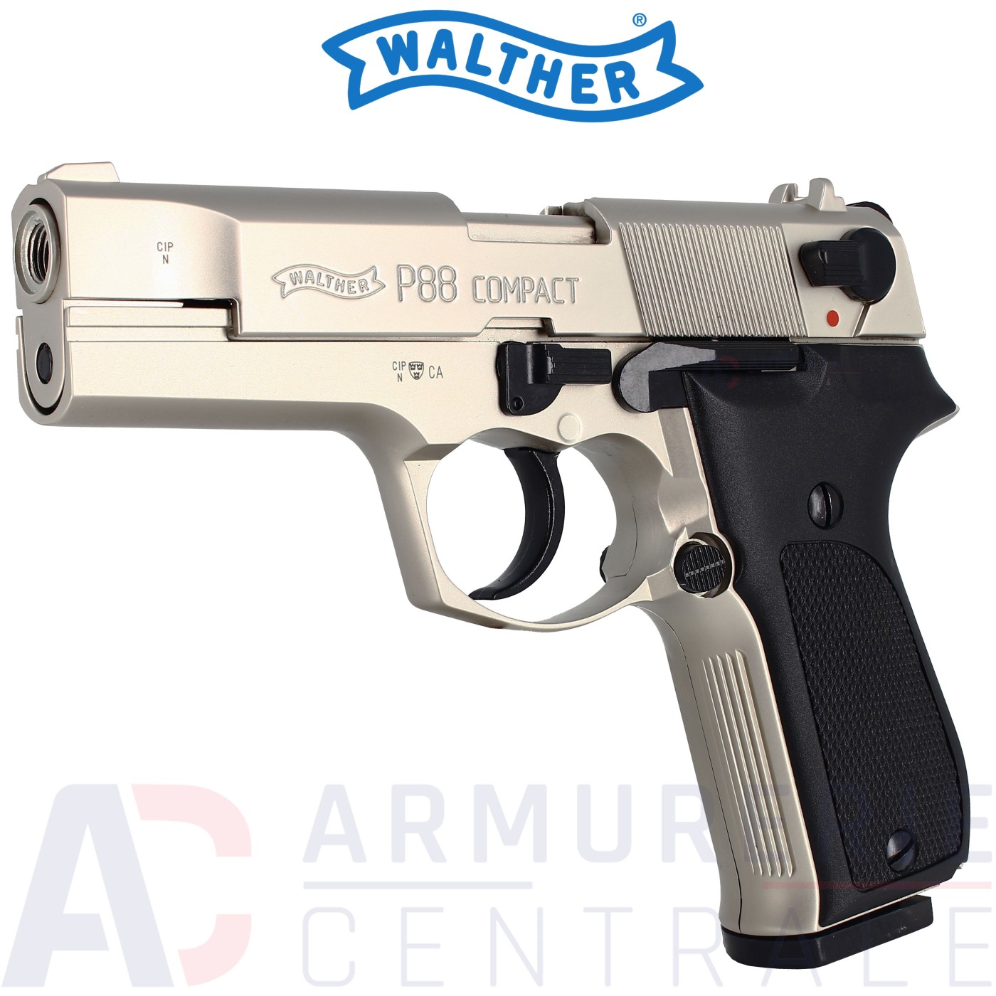 Pistolet Umarex Walther P88 Compact Nickelé 9mm PAK Pistolet Umarex Walther P88 Compact Nickelé 9mm PAK