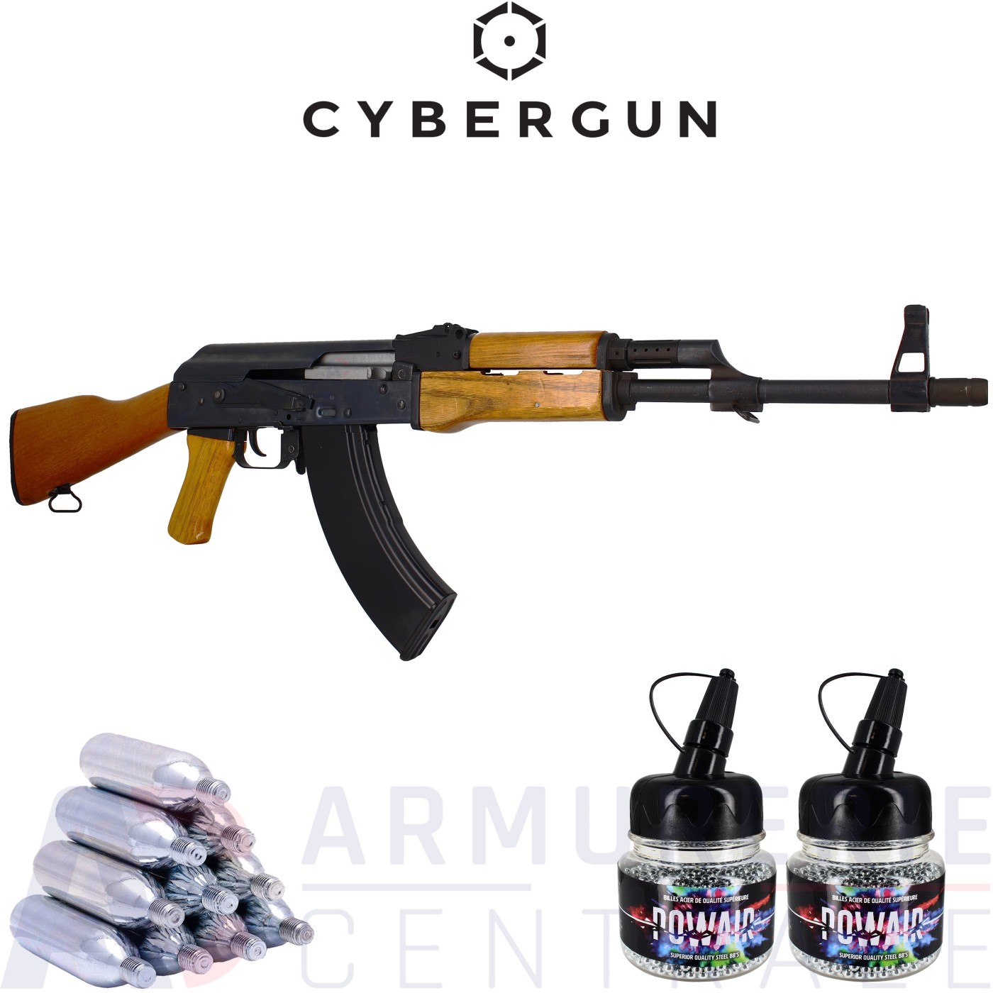 Pack Cybergun AK47 CO2 Kalashnikov 4.5 mm BB (1.9 Joules) Pack Cybergun AK47 CO2 Kalashnikov 4.5 mm BB (1.9 Joules)