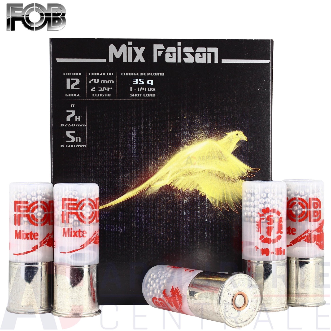 10 Munitions FOB Mix Faisan 12/70 n°5 & 7 35g 10 Munitions FOB Mix Faisan 12/70 n°5 & 7 35g