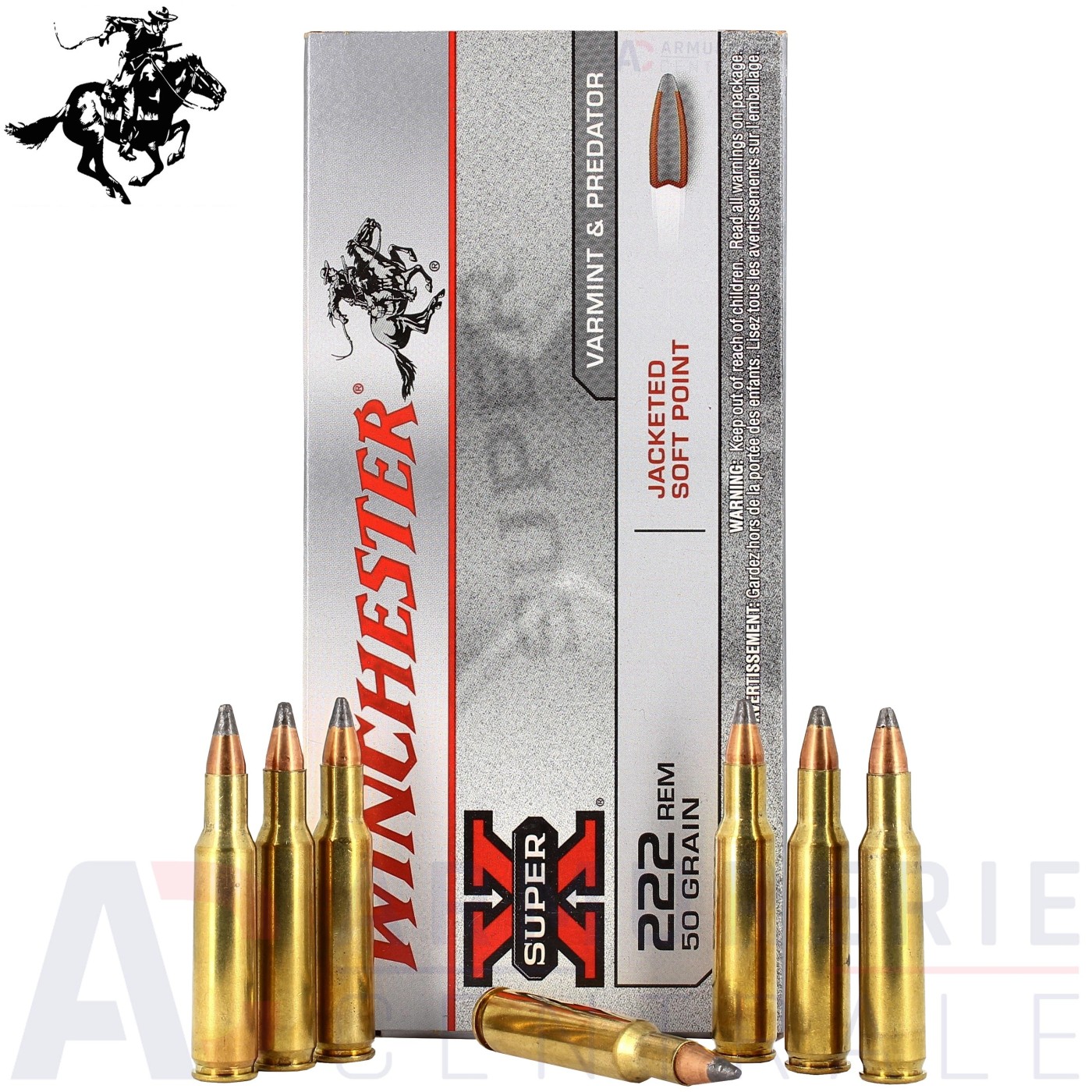 20 Winchester Super X .222 Jacketed soft point 50 grains 20 Winchester Super X .222 Jacketed soft point 50 grains