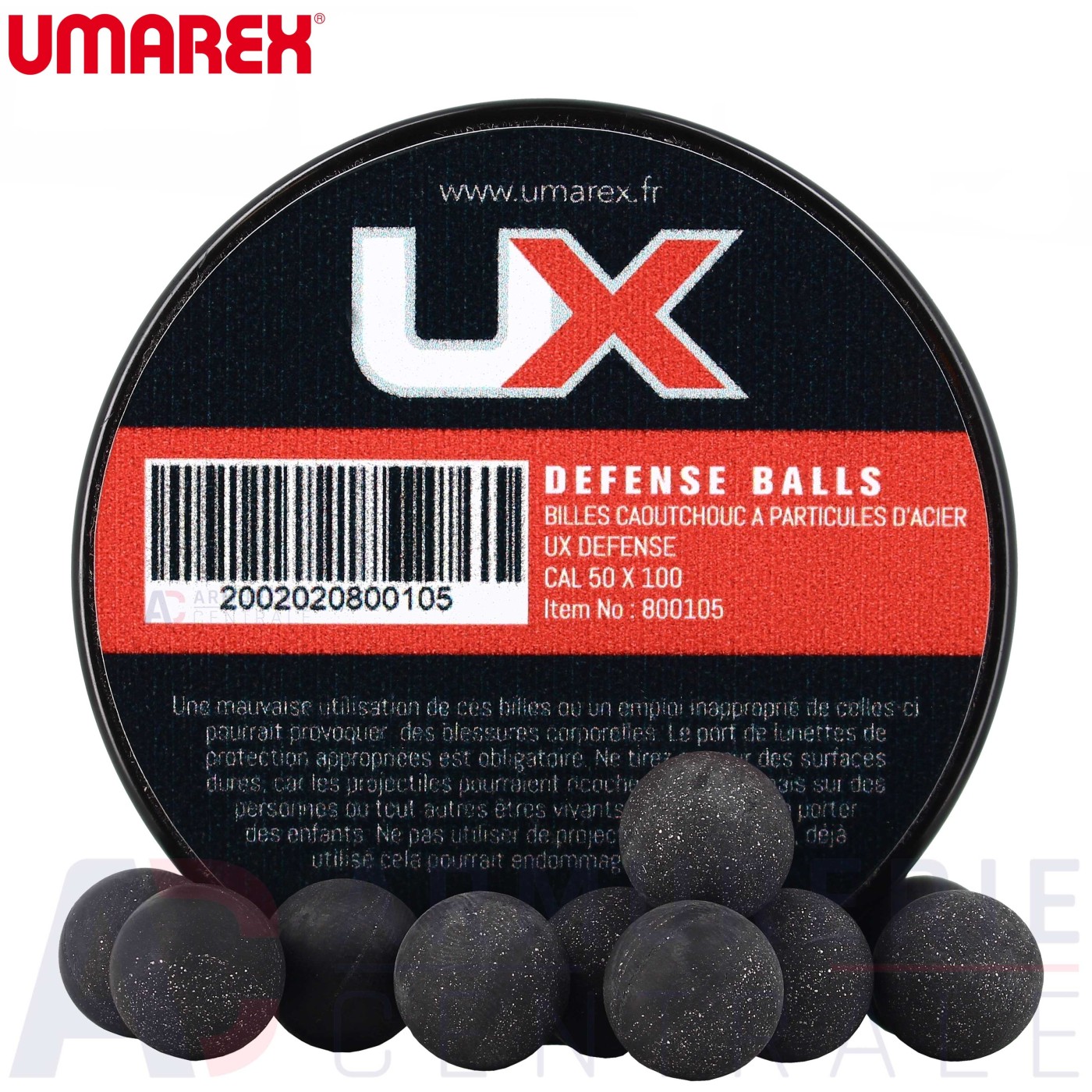 100 Billes Umarex caoutchouc métal .50 100 Billes Umarex caoutchouc métal .50