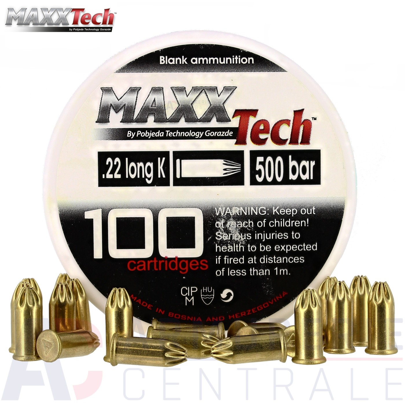 100 cartouches Maxx Tech &agrave; blanc .22 long K