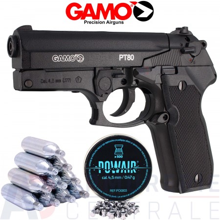 Pack pistolet Gamo PT80 CO2 (3.98 joules)