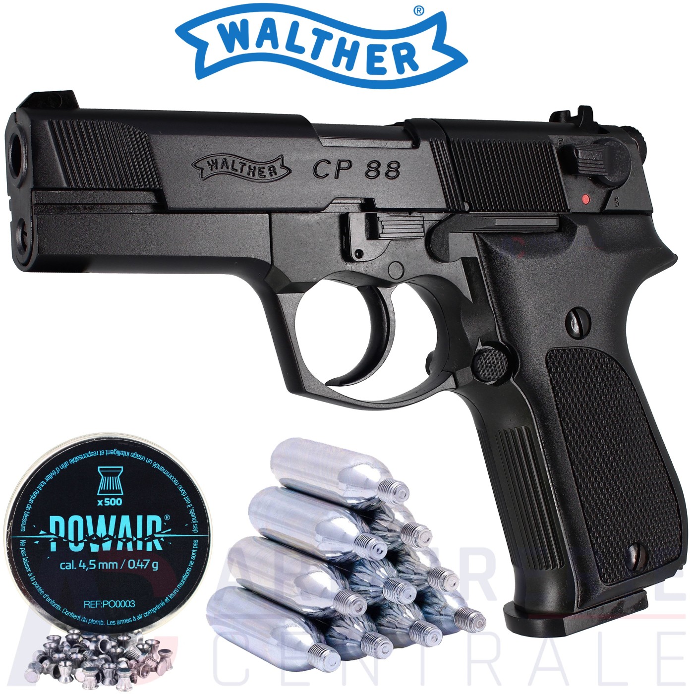 Pistolet Walther CP88 noir 4,5mm (3,5 Joules) Pistolet Walther CP88 noir 4,5mm (3,5 Joules)