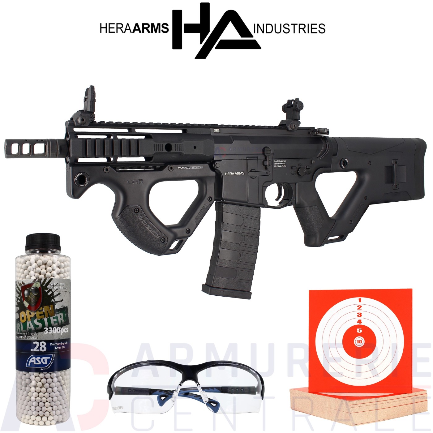 Pack ASG Hera Arms CQR SSS 6mm noir (1.2 Joules)