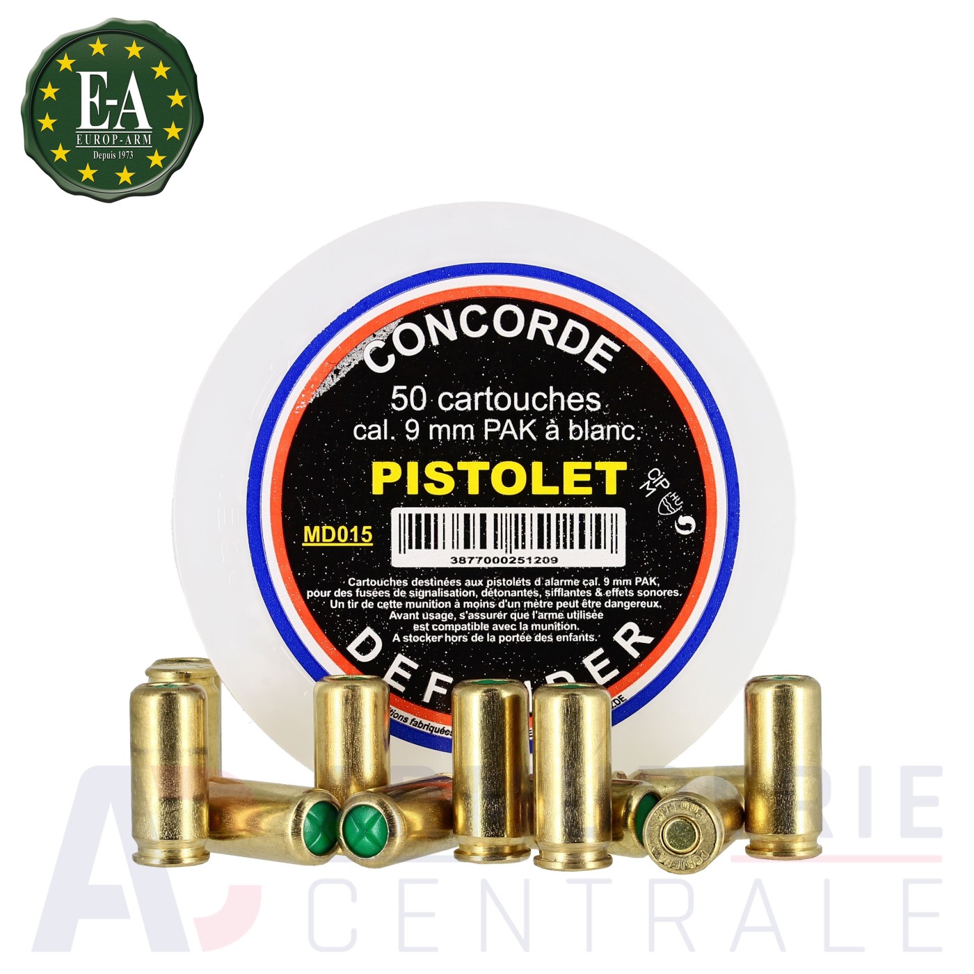 50 cartouches à blanc Concorde Defender 9mm PAK 50 cartouches à blanc Concorde Defender 9mm PAK