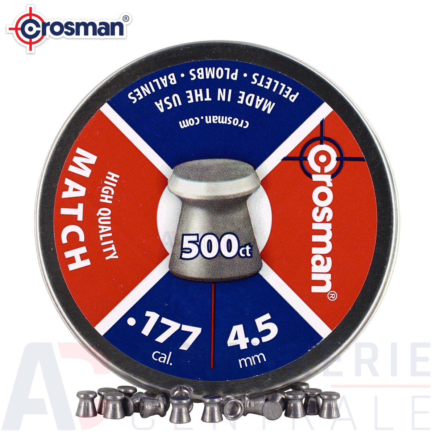 500 Plombs tête plate Crosman High Quality Match 4,5mm 500 Plombs tête plate Crosman High Quality Match 4,5mm