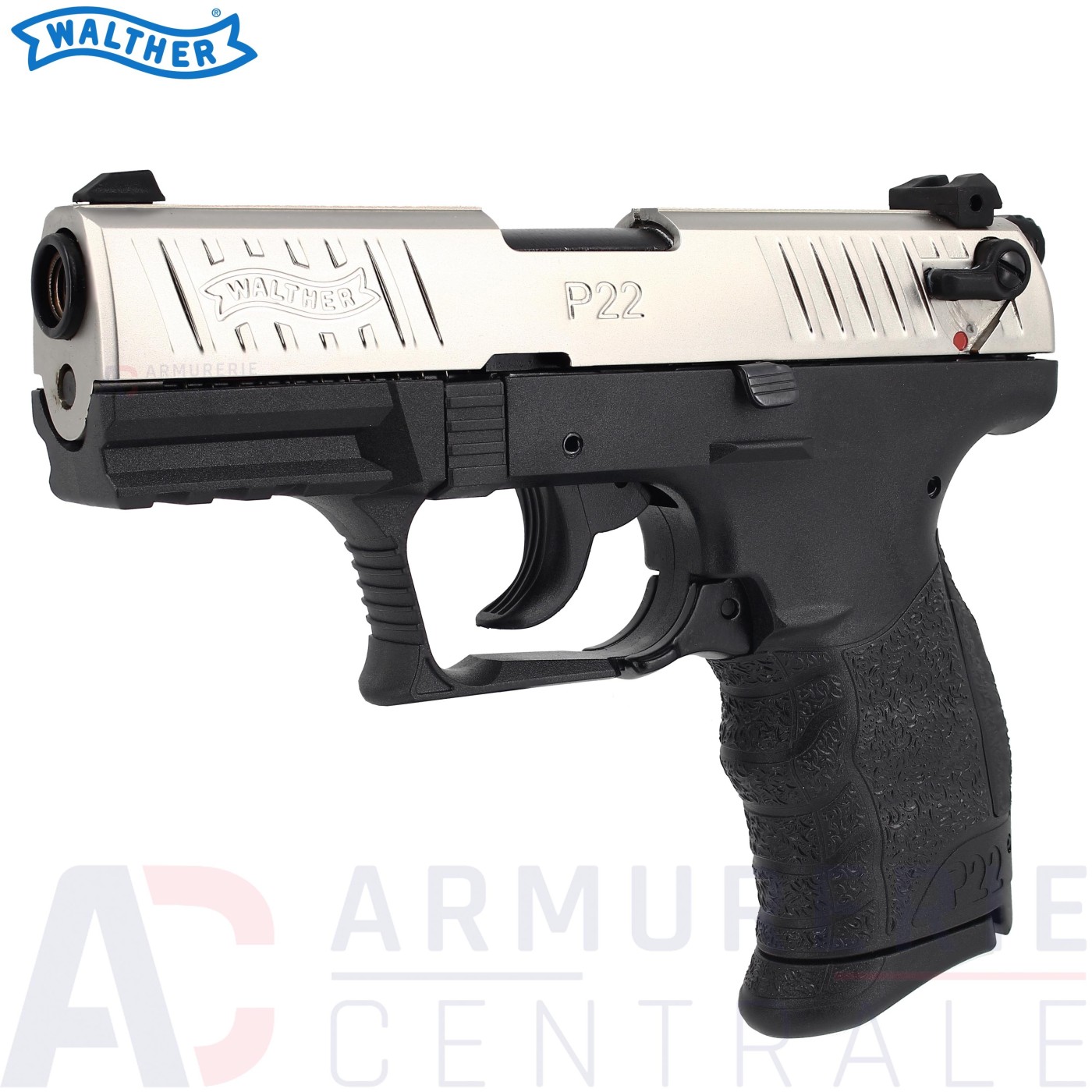 Pistolet d'alarme Walther P22Q Nickele 9mm PAK