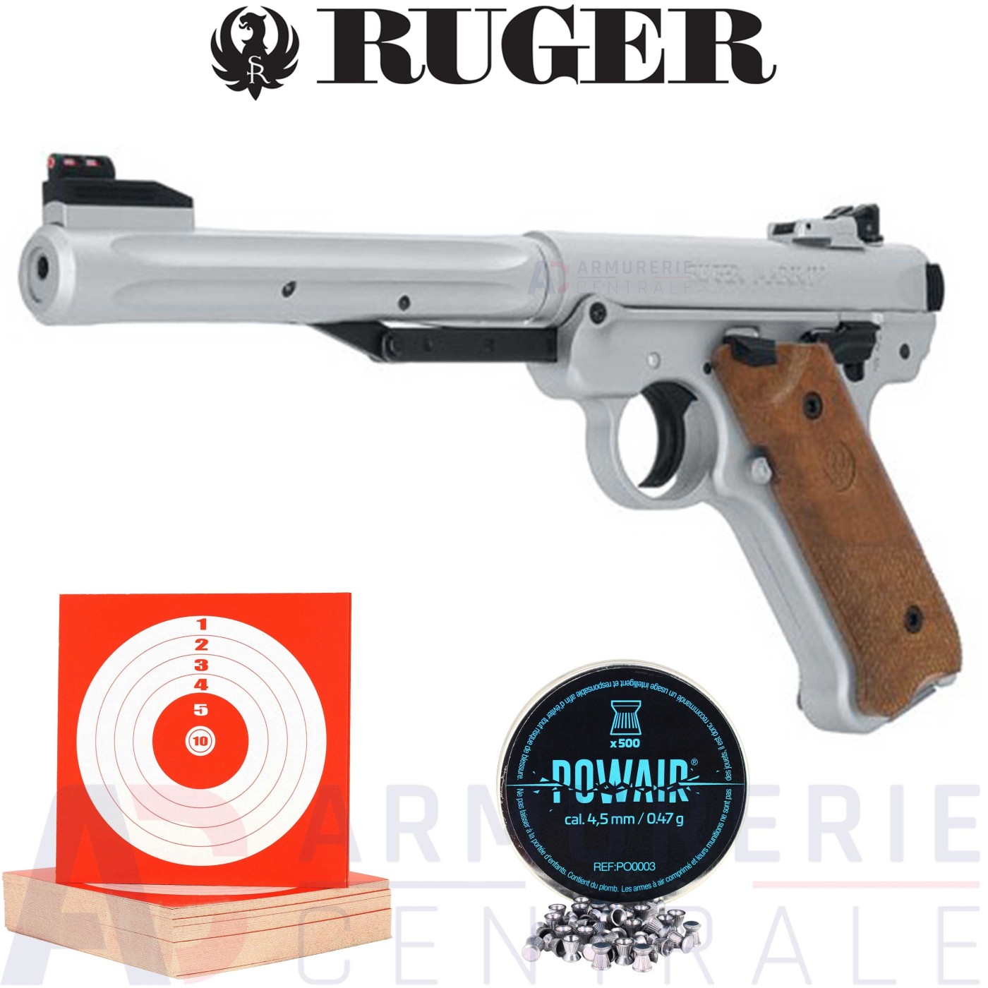 Pistolet Ruger Mark IV Hunter Inox 4.5mm (3.5 joules) Pistolet Ruger Mark IV Hunter Inox 4.5mm (3.5 joules)